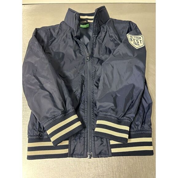 UNITED COLORS OF BENETTON Varsity Bomber Jacket 65 Fly High Navy Blue XS 4/5 - Picture 3 of 7